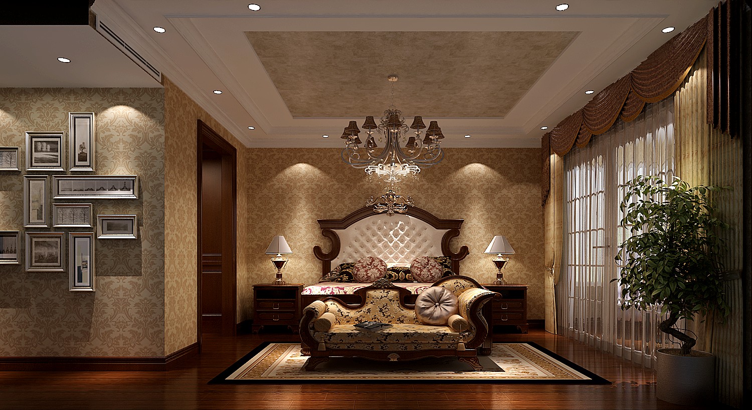 简约 欧式 四居 卧室图片来自高度国际装饰设计集团凌军在金色漫香苑190平米简欧风格的分享
