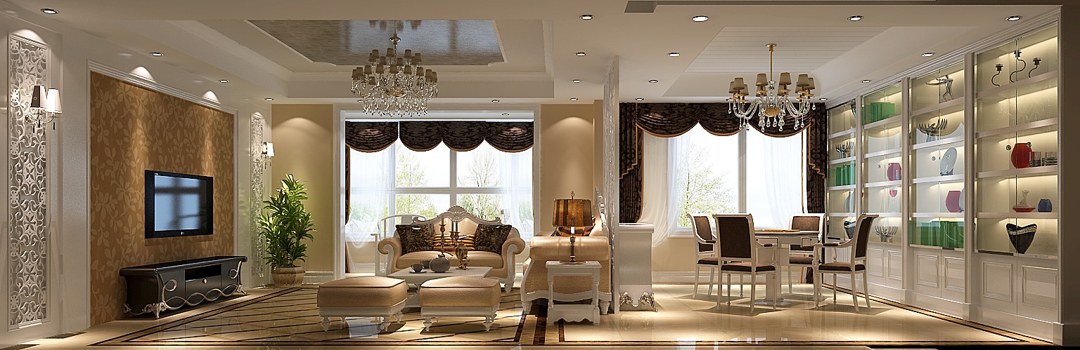 简约 欧式 四居 客厅图片来自高度国际装饰设计集团凌军在金色漫香苑180平米简欧风格的分享