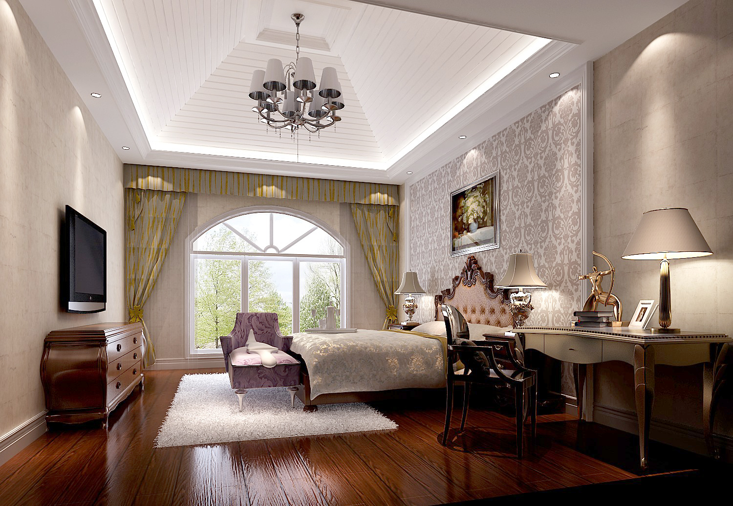 欧式 跃层 卧室图片来自高度国际装饰设计集团凌军在鲁能七号院186平米欧式风格的分享