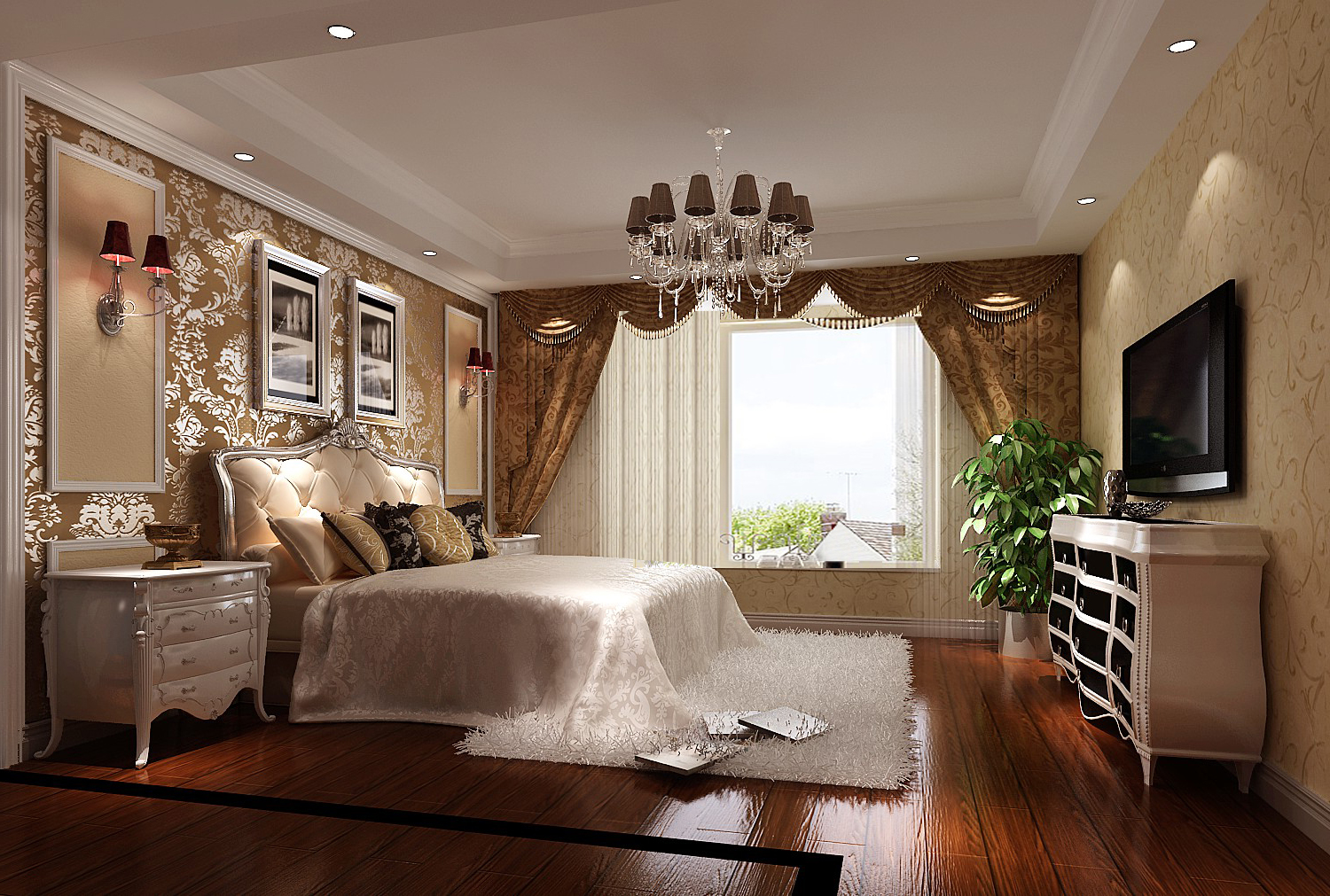 欧式 三居 卧室图片来自高度国际装饰设计集团凌军在旭辉御府177平米欧式风格的分享
