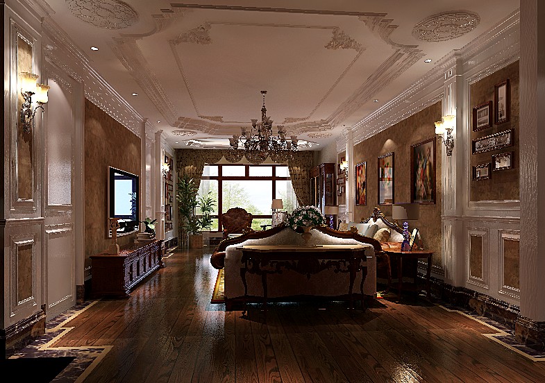 美式 三居 客厅图片来自高度国际装饰设计集团凌军在西山壹号院277平米美式风格的分享