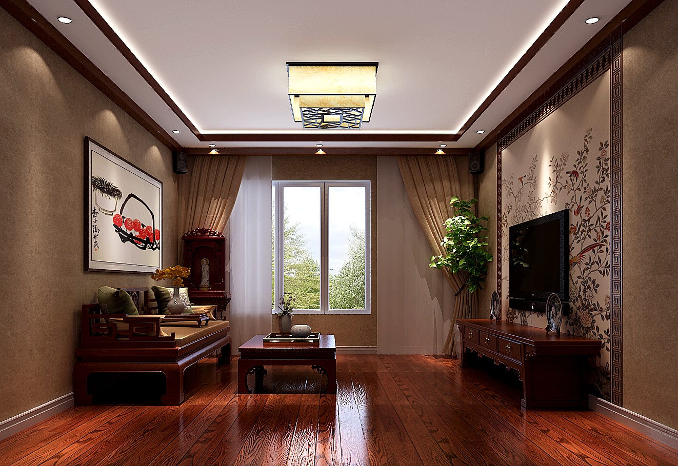 新中式 三居 客厅图片来自高度国际装饰设计集团凌军在四合上院145平米新中式风格的分享