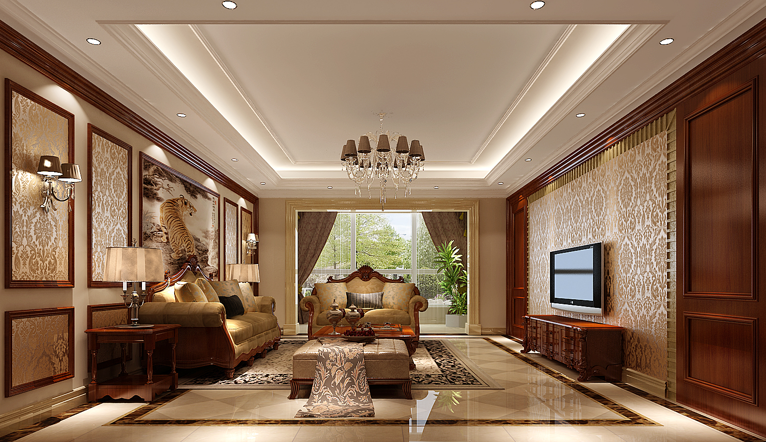 欧式 三居 客厅图片来自高度国际装饰设计集团凌军在旭辉御府177平米欧式风格的分享