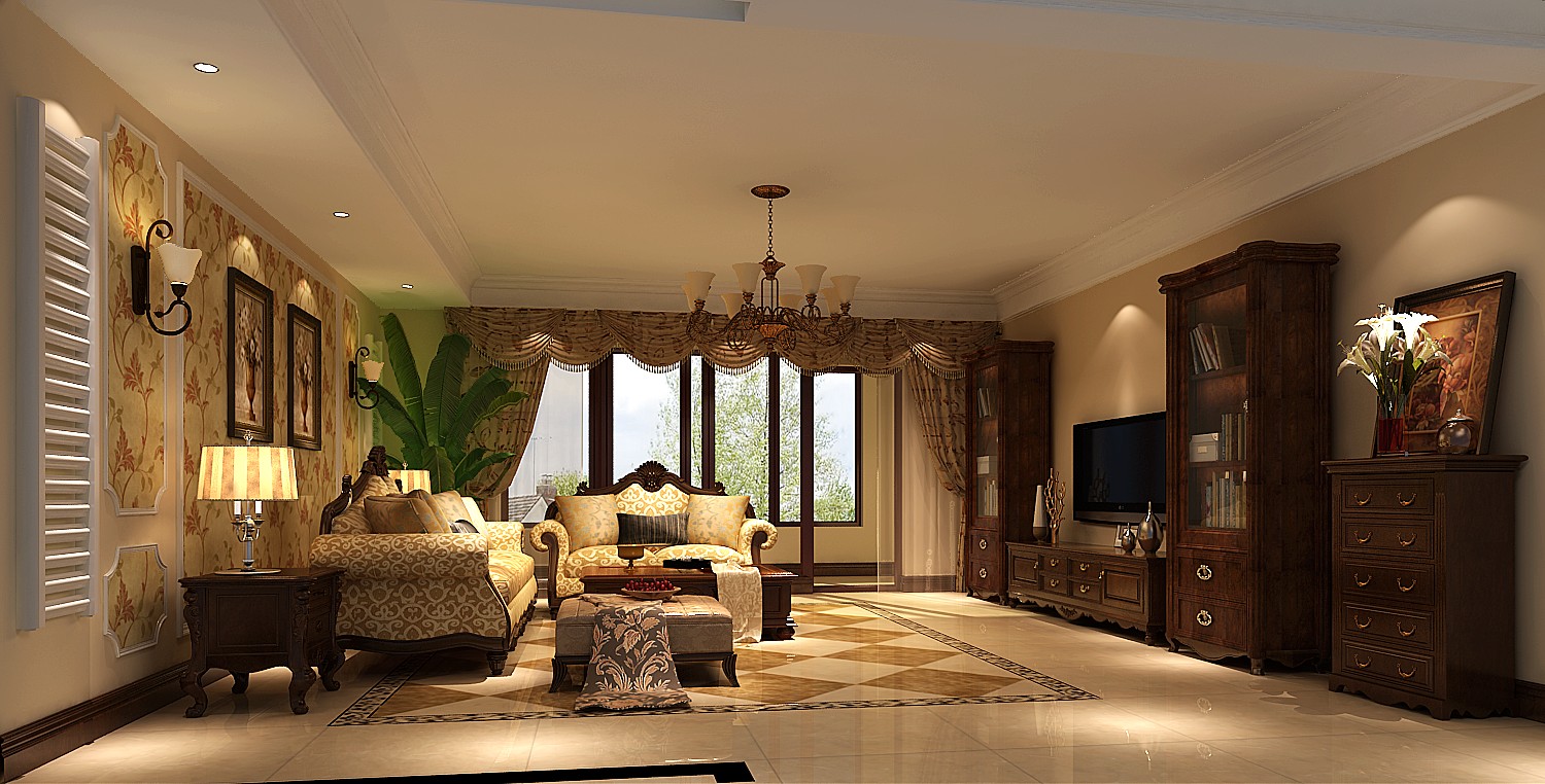 简约 欧式 三居 客厅图片来自高度国际装饰设计集团凌军在御翠尚府190平米简欧风格的分享