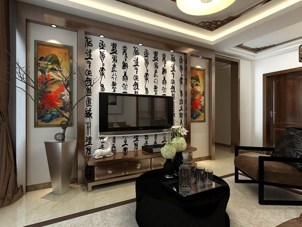 中式 二居 白领 收纳 80后 小资 客厅图片来自阳光力天装饰在意境兰庭-85㎡-新中式风格的分享