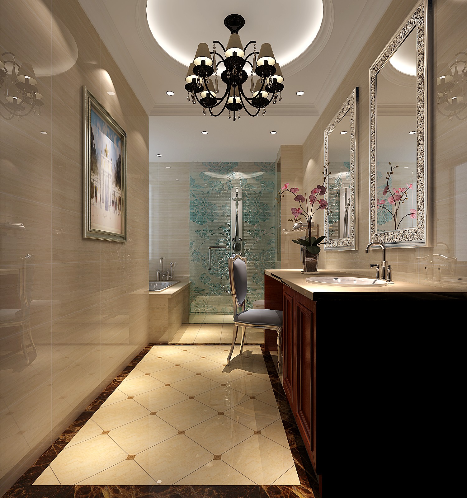 欧式 四居 卫生间图片来自高度国际装饰设计集团凌军在御翠尚府240平米欧式的分享