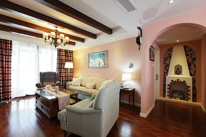 二居 混搭风格 粉色 家庭装修 阿拉奇设计 客厅图片来自阿拉奇设计在粉色混搭两居室的分享