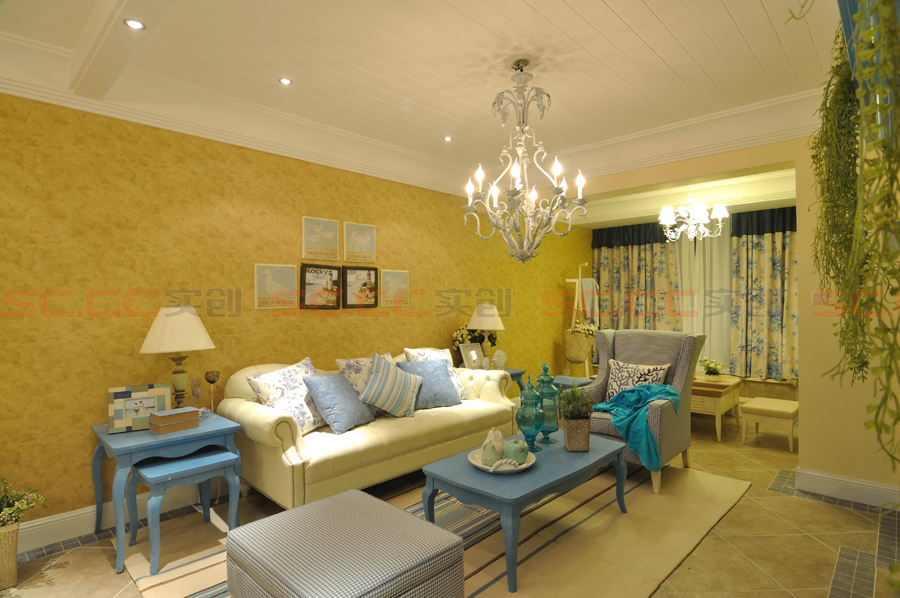 地中海 三居 装修 蓝色风格 客厅图片来自南京实创装饰夏雨荷在金域华府130平--地中海之家的分享