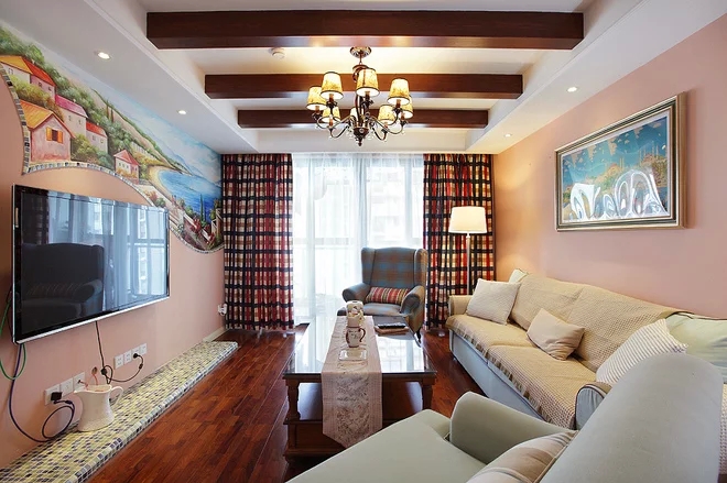 二居 混搭风格 粉色 家庭装修 阿拉奇设计 客厅图片来自阿拉奇设计在粉色混搭两居室的分享
