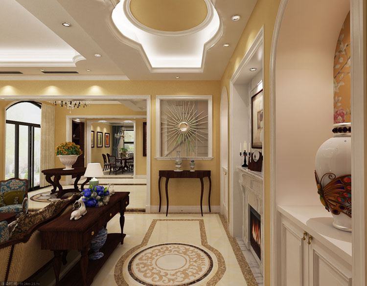 美式 古典 别墅 客厅图片来自天津别墅装修公司在中信珺台332㎡美式风格装修的分享