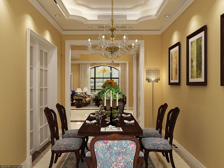 美式 古典 别墅 餐厅图片来自天津别墅装修公司在中信珺台332㎡美式风格装修的分享