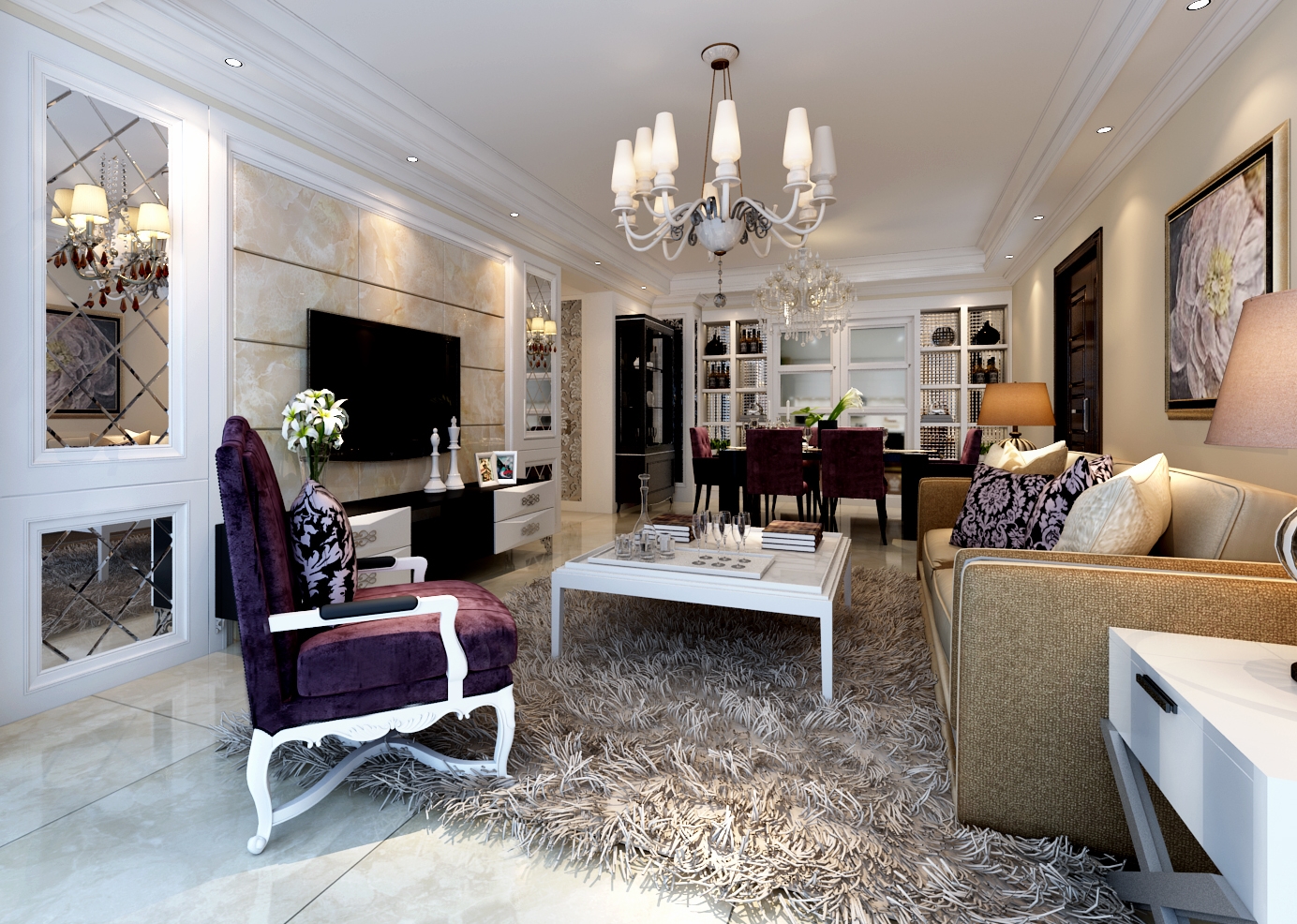 海棠湾设计 合肥川豪 客厅设计 客厅图片来自川豪装饰合肥分公司在海棠湾紫色浪漫的分享