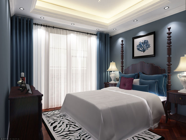 美式 古典 别墅 卧室图片来自天津别墅装修公司在中信珺台332㎡美式风格装修的分享