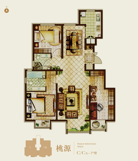 三居 简约 户型图图片来自四川岚庭装饰工程有限公司在105平现代三居的分享