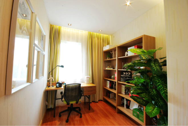 简约 三居 书房图片来自四川岚庭装饰工程有限公司在90平温馨浪漫三居的分享