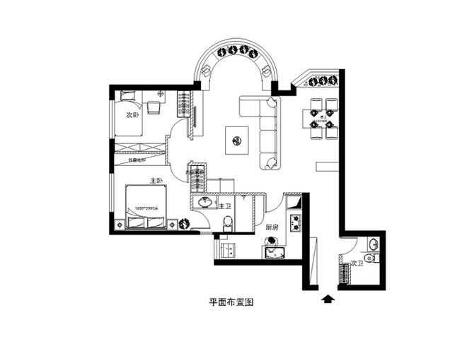 二居 简约 户型图图片来自四川岚庭装饰工程有限公司在104两居简约空间的分享