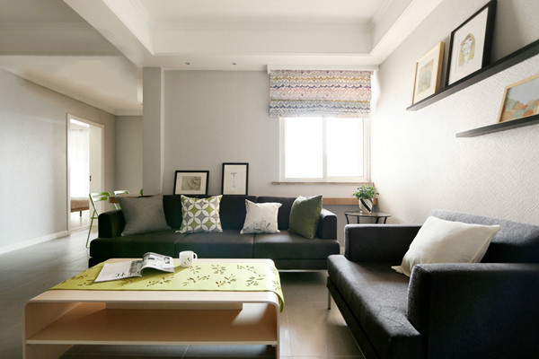 北欧 小三居 客厅图片来自实创装饰上海公司在88平北欧风格层次分明三居室装修的分享