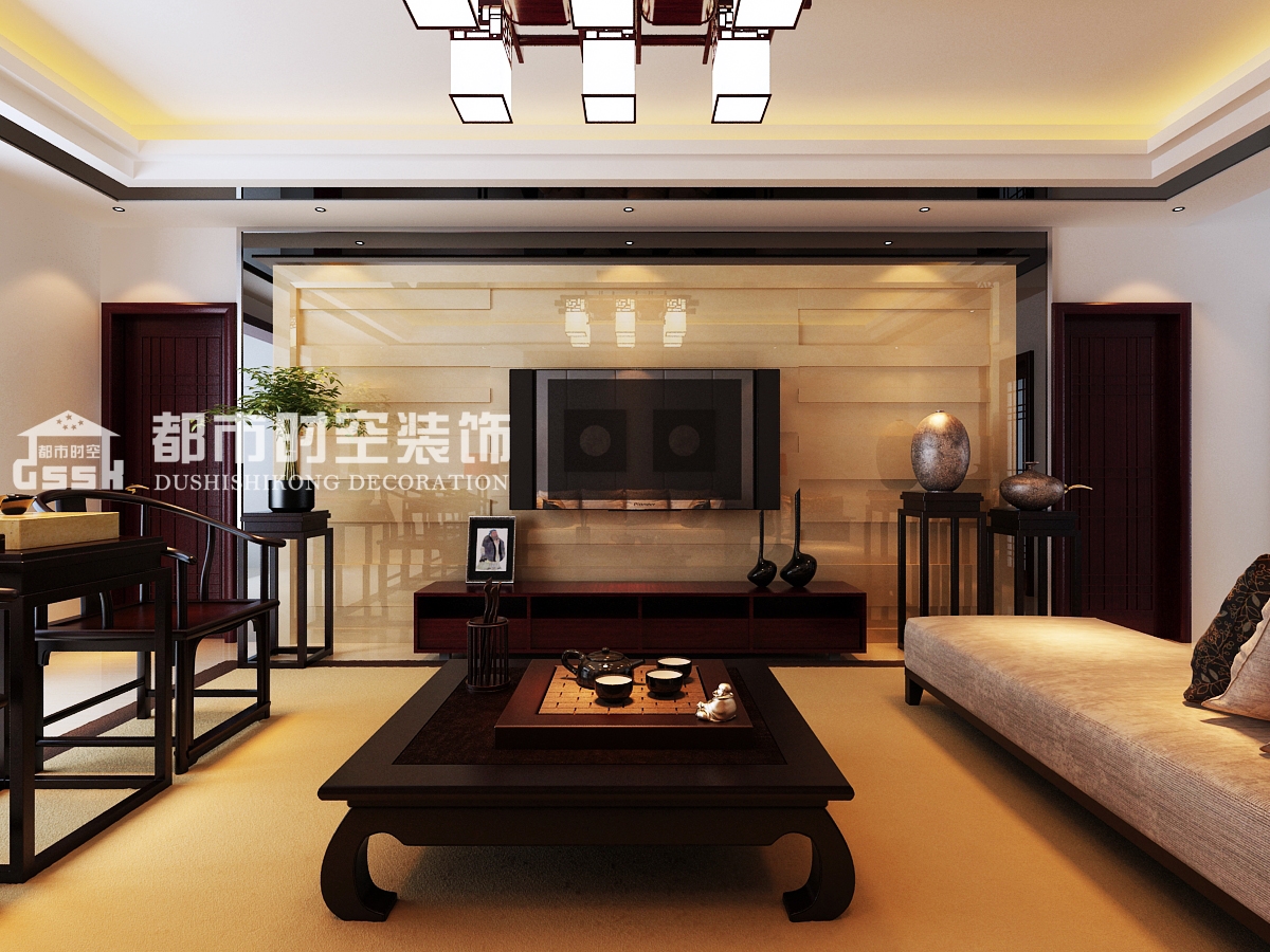 中式 太原 小资 三居 客厅图片来自山西都市时空装饰小吴在太原丽华海景城99中式设计的分享