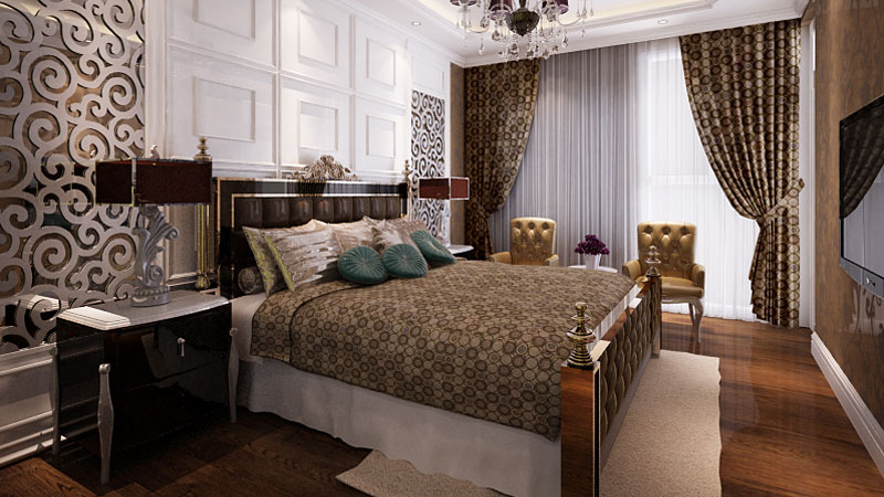 新古典 四居 卧室图片来自高度国际装饰设计集团凌军在金色漫香林270平米新古典风格的分享