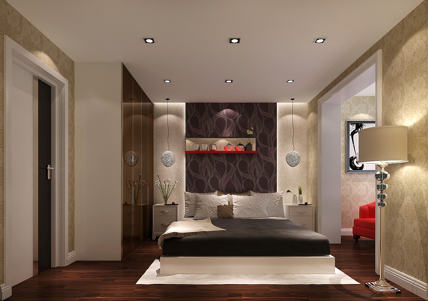 简约 现代 三居 卧室图片来自高度国际装饰设计集团凌军在紫云西里85平米现代简约风格的分享