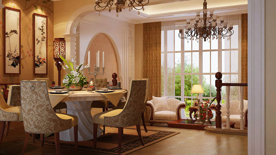 欧式 别墅 餐厅图片来自高度国际装饰设计集团凌军在王府花园183平米欧式风格的分享