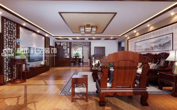 中式 四居 白领 小资 传统 客厅图片来自山西都市时空装饰小吴在富丽华庭190中式设计的分享