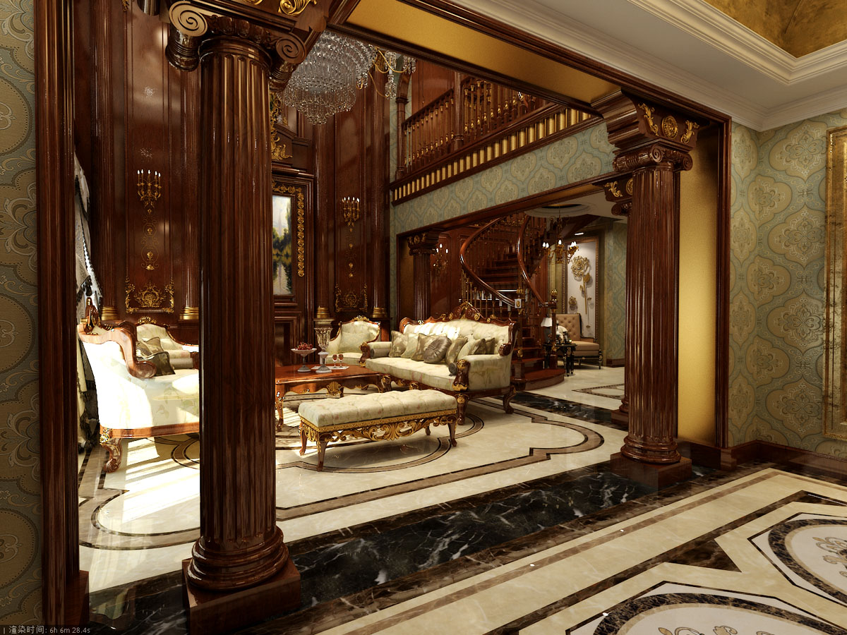 欧式古典 别墅装修 客厅图片来自天津别墅装修公司在朗润园千平大宅欧式古典风的分享