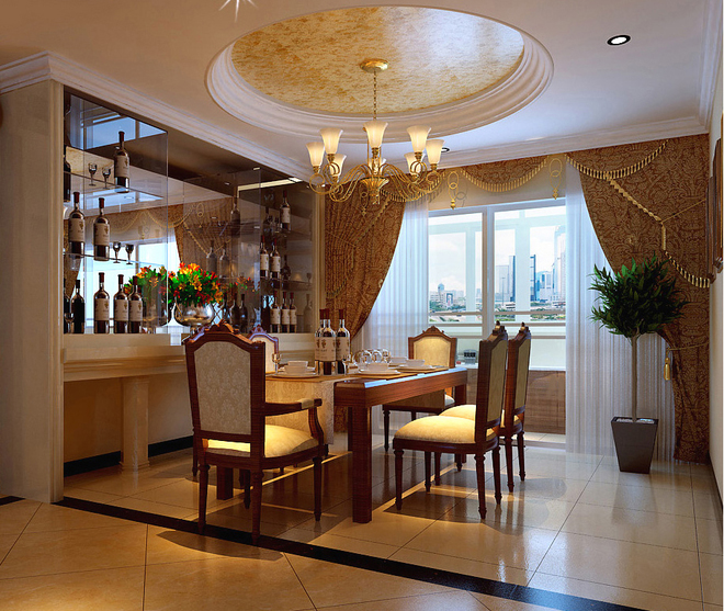 欧式 三居 餐厅图片来自亚光亚装饰在中铁国际城 三居室 新古典风格的分享
