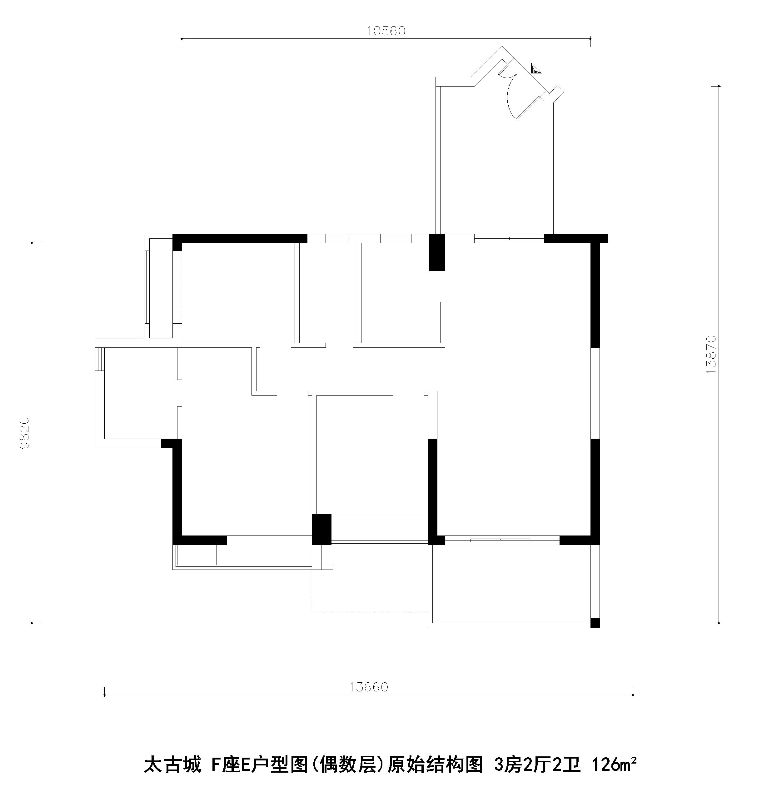 太古城 户型图 原始结构图 好易家 装饰 装修 设计 欧式 户型图图片来自好易家装饰集团在太古城F座E户型图原始结构图的分享