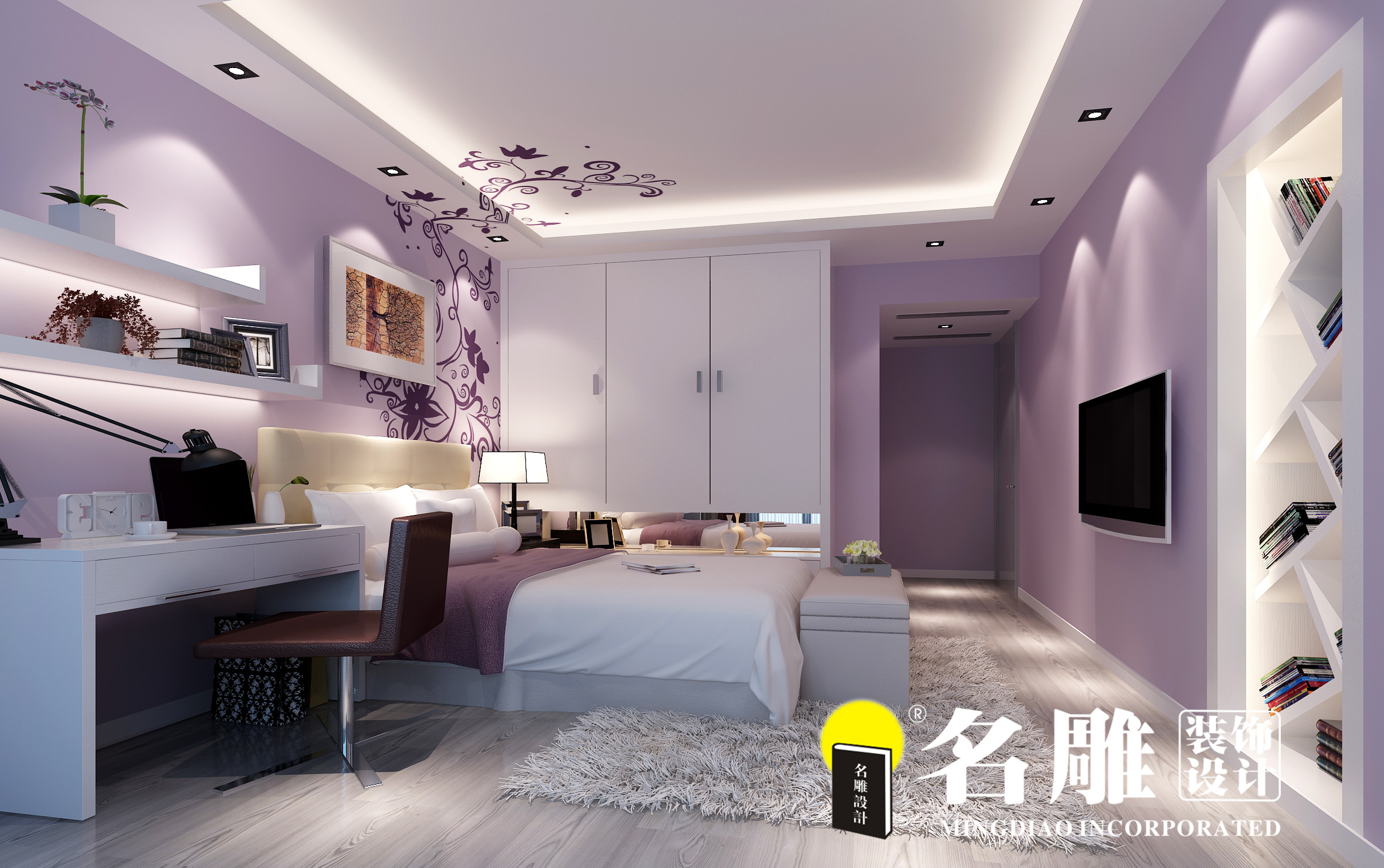 三居 后现代风格 80后 后现代 时尚家居 温馨家园 卧室图片来自广州名雕装饰在珊瑚天峰后现代时尚空间的分享