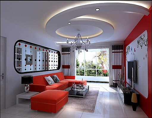 客厅图片来自上海实创-装修设计效果图在89平简约中国红的分享