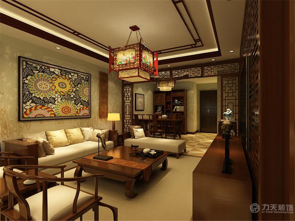 中式 二居 白领 收纳 80后 小资 客厅图片来自阳光力天装饰在力天装饰-天津湾海景文苑115㎡的分享