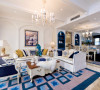 客厅空间中能用来做收纳的地方不多，设计师唯有把茶几也用上作为收纳，淡蓝色的基本色调与整个空间相映衬，收纳极大！