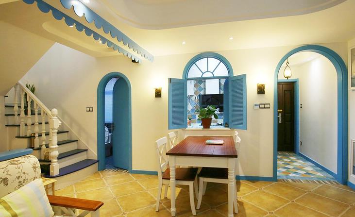 地中海 清新 收纳 三口之家 餐厅图片来自佰辰生活装饰在110平超强收纳功能地中海清新居的分享