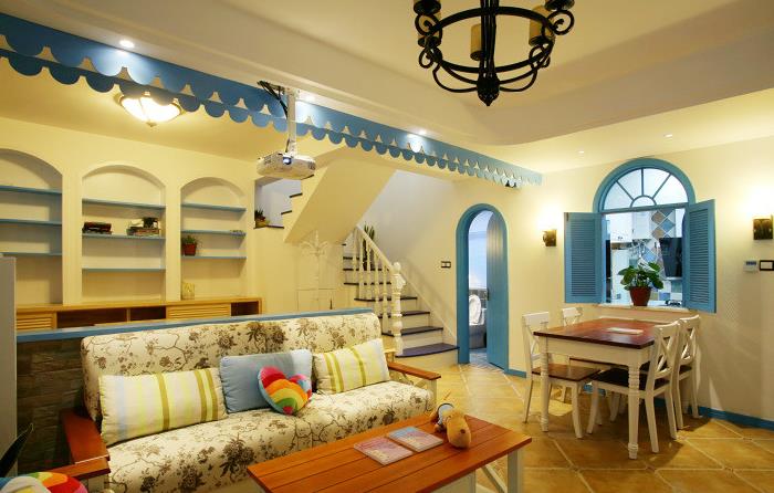 地中海 清新 收纳 三口之家 客厅图片来自佰辰生活装饰在110平超强收纳功能地中海清新居的分享