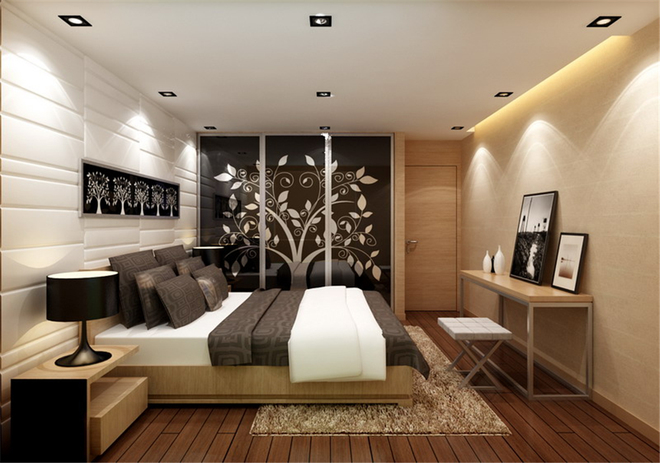 二居 简约 80后 小资 卧室图片来自四川岚庭装饰工程有限公司在美立方90平现代二居的分享