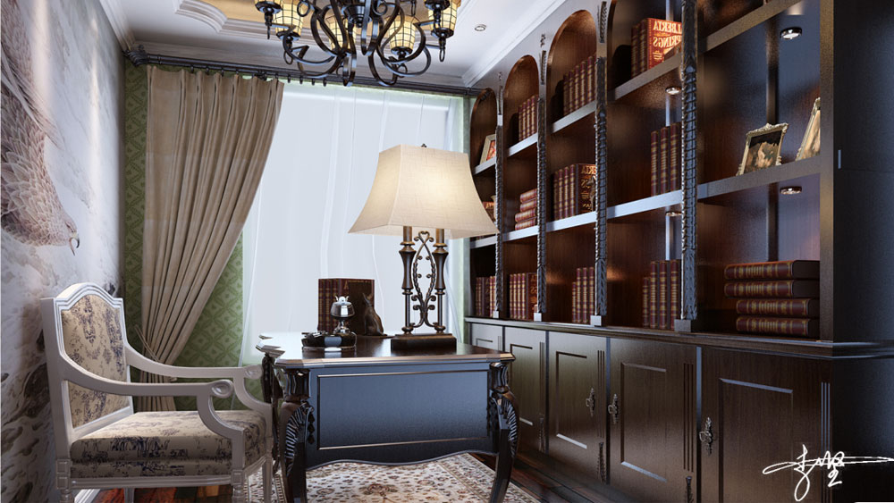美式 三居 书房图片来自高度国际装饰设计集团凌军在青秀城150平米美式风格的分享