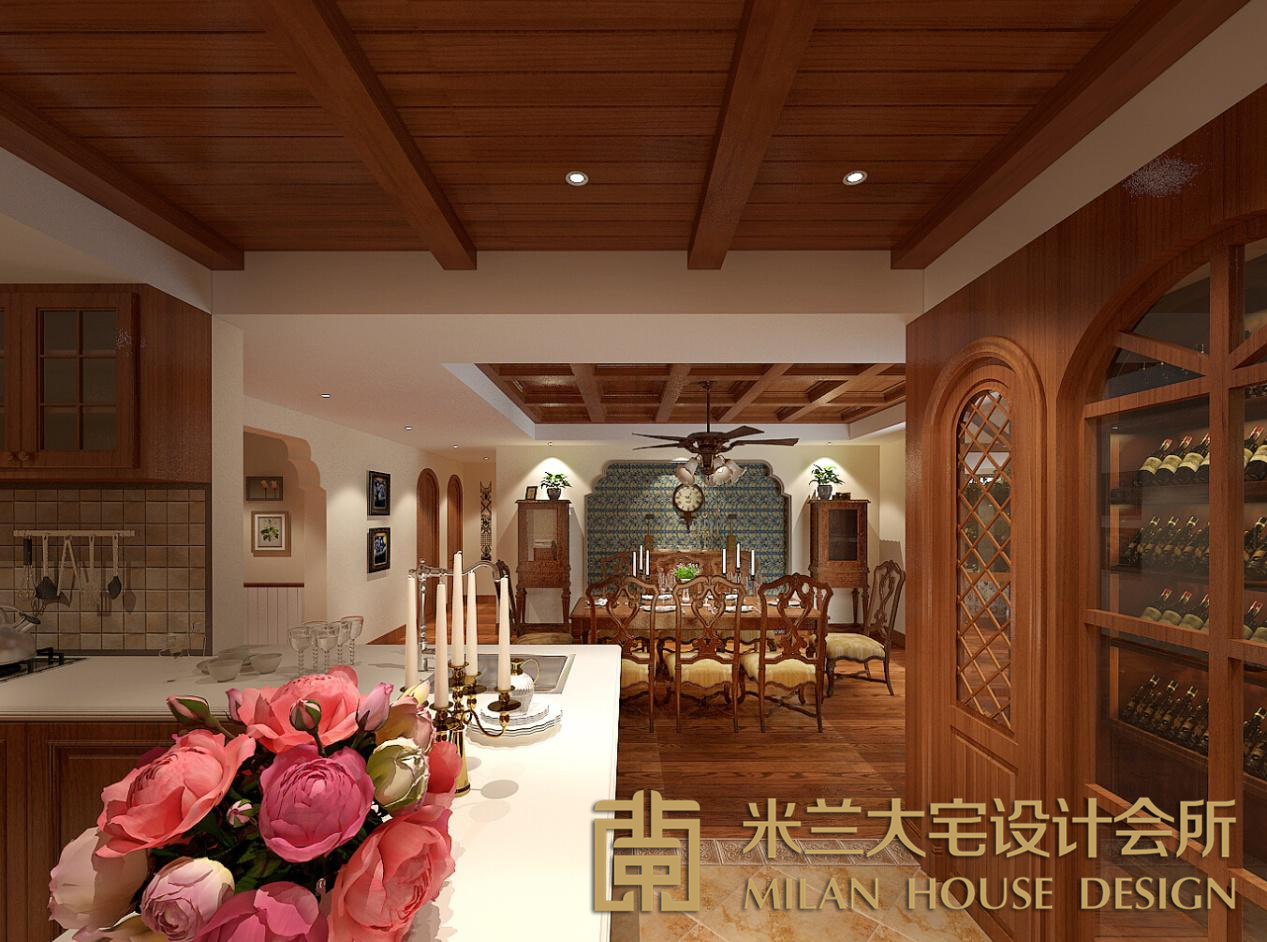 厨房图片来自米兰大宅设计会所在湘江豪庭—美式田园的分享
