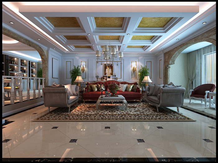 欧式 别墅 客厅图片来自高度国际装饰设计集团凌军在华堂高尔夫800平米欧式风格的分享