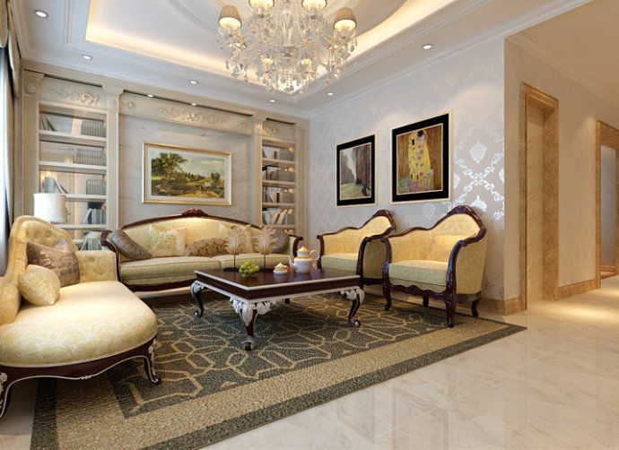 欧式 四居 白领 保利拉菲 客厅图片来自实创小莹在【实创装饰】欧式诠释奢华天堂的分享
