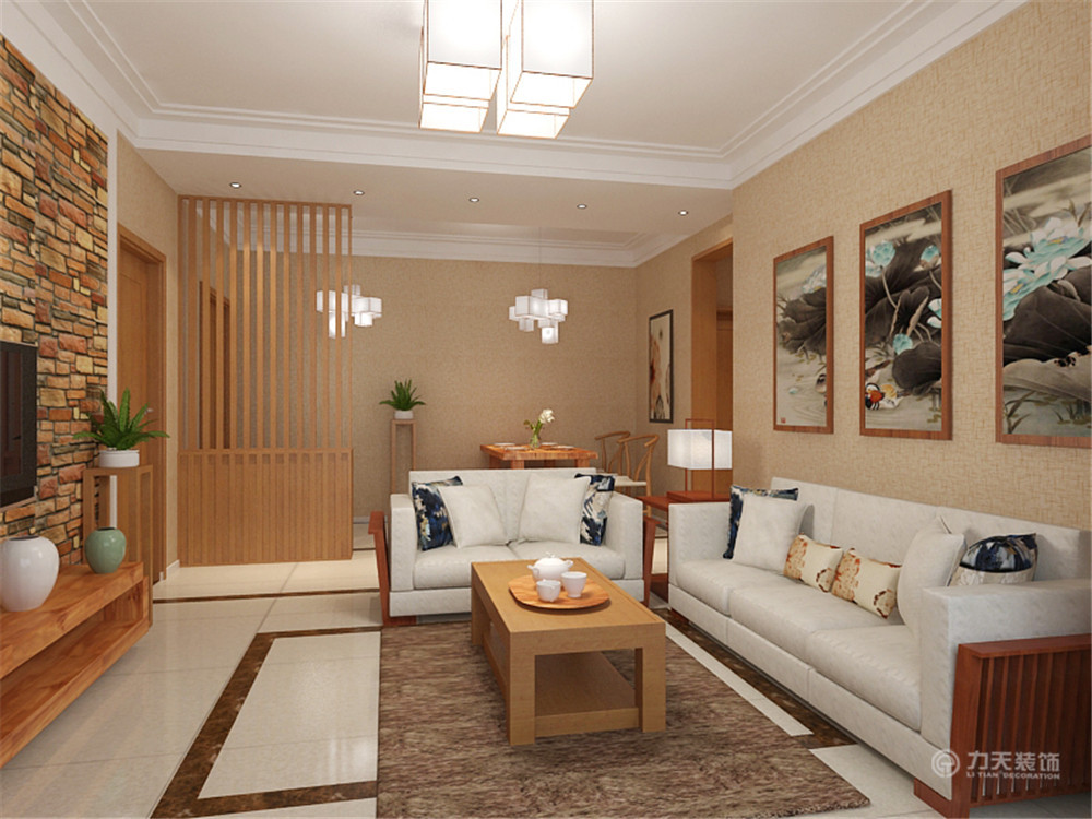 二居 中式 白领 收纳 80后 小资 客厅图片来自阳光力天装饰在力天装饰-天津湾87.97㎡的分享