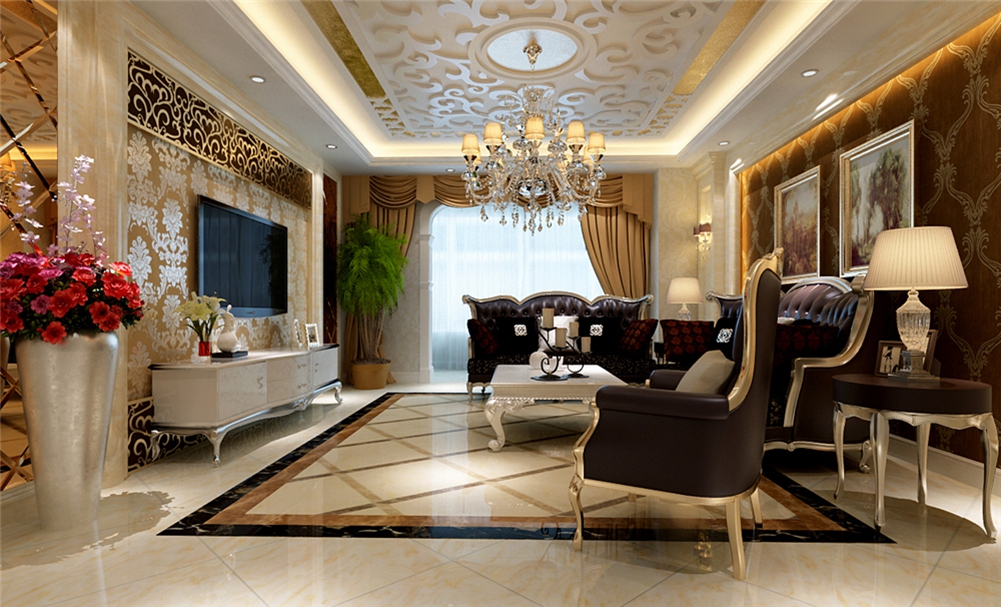 欧式 三居 80后 白领 客厅图片来自朗润装饰工程有限公司在中建桐梓林壹号128㎡欧式风格的分享