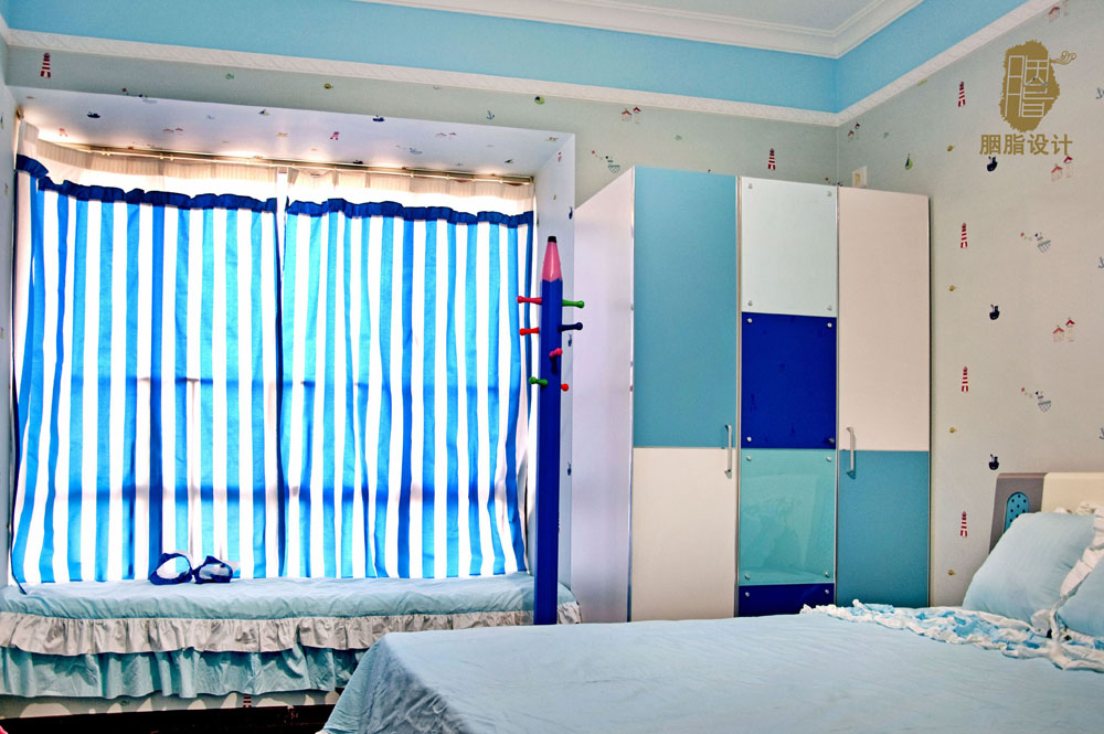 胭脂设计 地中海风格 旧房改造 三居 蓝白黄搭配 广州案例 胭脂赖 儿童房图片来自设计师胭脂在蓝黄白编织浪漫地中海的分享