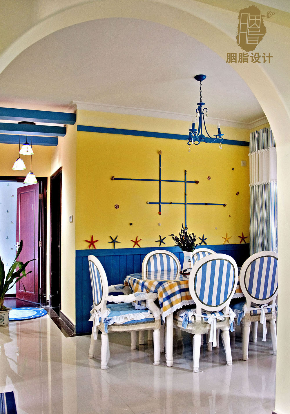 胭脂设计 地中海风格 旧房改造 三居 蓝白黄搭配 广州案例 胭脂赖 餐厅图片来自设计师胭脂在蓝黄白编织浪漫地中海的分享