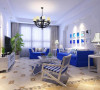本方案是地中海风格，家具选用的蓝色光系列家具，独特的光泽使家具倍感时尚，具有舒适与美观并存的享受。