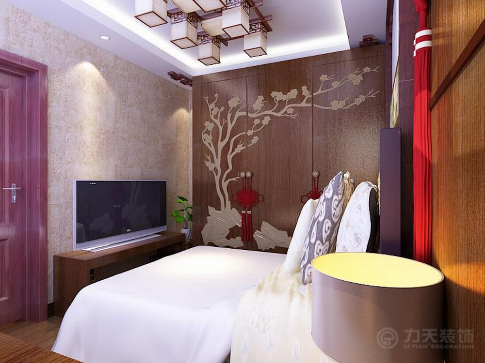 中式 一居 白领 收纳 小资 80后 卧室图片来自阳光力天装饰在力天装饰-经纬城市绿洲53.00㎡的分享