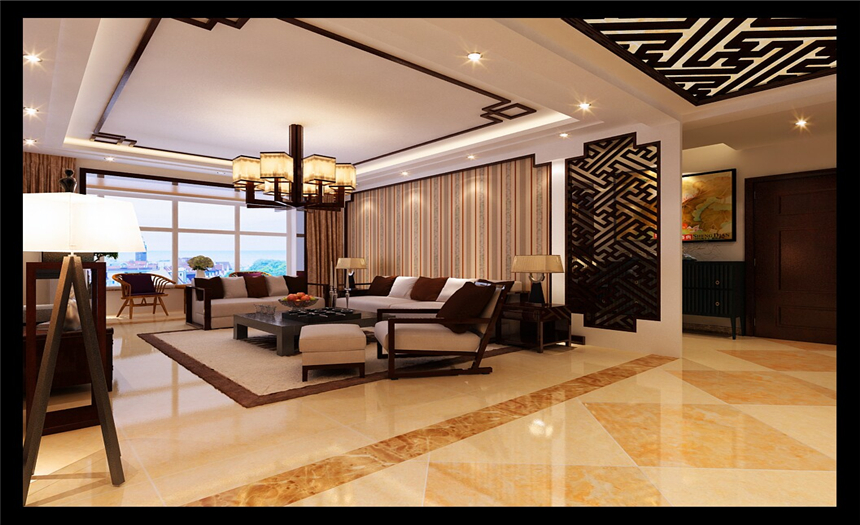 客厅图片来自交换空间刘杨成室内设计师在182平 大气新中式的分享