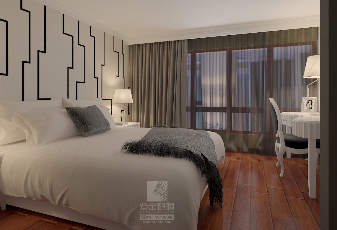 卧室图片来自紫金麒麟装饰在华贸城室内LOFT的分享