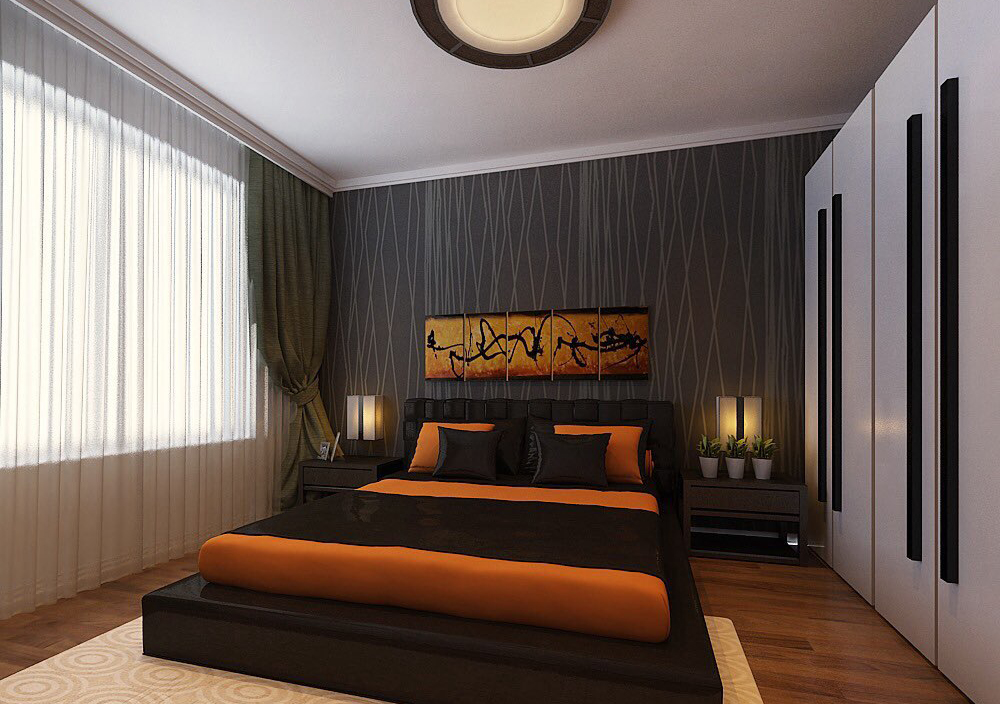 现代、 二居 卧室图片来自百家装饰杨乐乐在福海澜湾半岛的分享