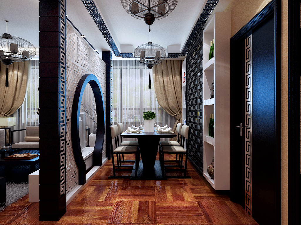 中式 三居 客厅 厨房 白领 80后 小资图片来自百家装饰小米在沈阳 保利达江湾城的分享
